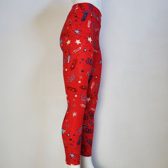 NEW LuLaRoe Red Firework Leggings - Picture 2 of 9